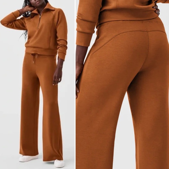 SPANX Pants - Spanx Air Essentials Wide Leg Pant Womens Large Tall Butterscotch Casual Comfy